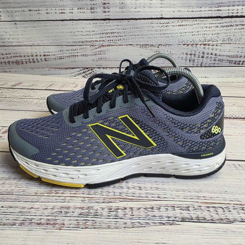 New Balance 680v6 Mens Size 9 Running Shoes Grey Yellow M680RG6 ABZORB Sneakers